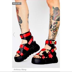 NIB Y2K Style Cranberry Platform Sandals